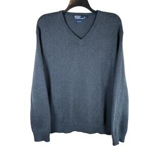Polo Ralph Lauren V Neck Knit‎ Sweater Men's XL Gray Pony Classic Preppy Casual